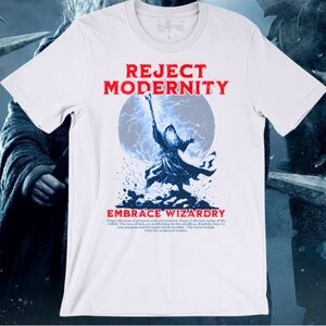 Tsaurus Rex Reject Modernity Embrace Wizardy Tee-Color Ash, Size L. NWT